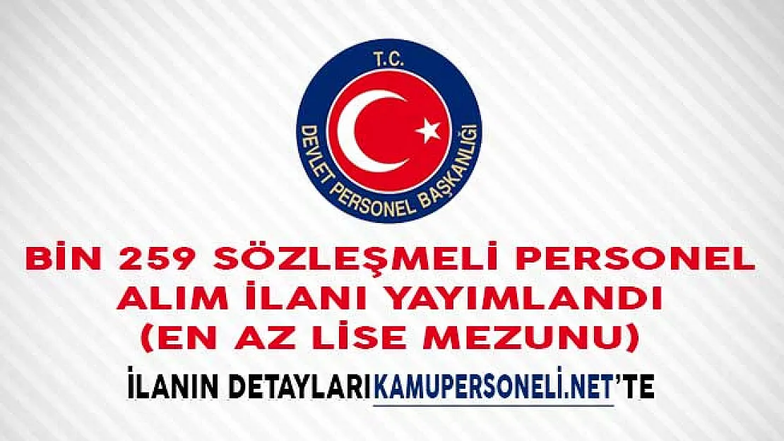 Bin 259 Sözleşmeli Personel Alım İlanı Yayımlandı! En Az Lise Mezunu