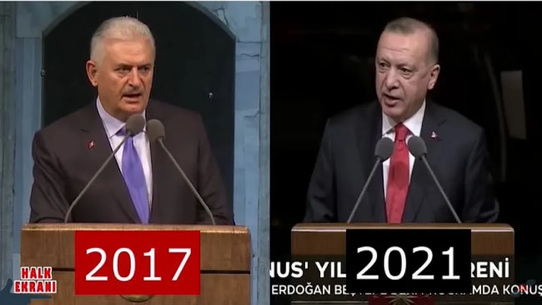 Binali Yıldırım'ın 4 yıl önceki konuşmalarının aynısını Cumhurbaşkanı Erdoğan'ın tekrar etmesi dikkat çekti!