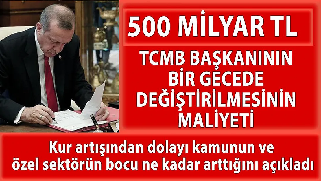 Bir gece yarısı Merkez Bankası başkanının değiştirilmesinin Türkiye'ye maliyeti 500 milyar TL oldu!
