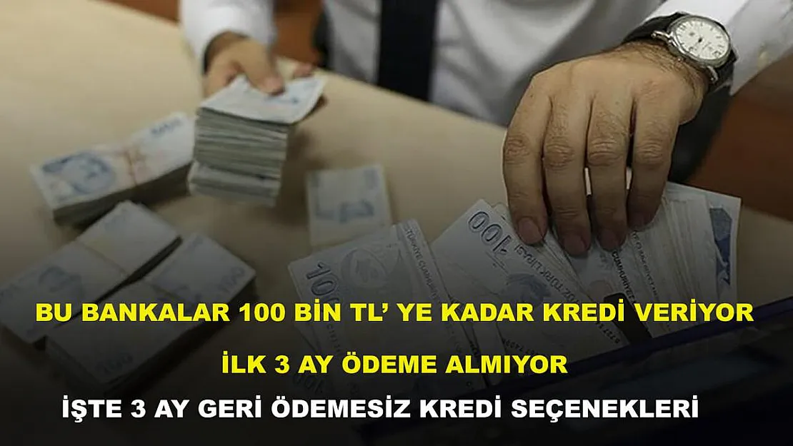 Bu bankalar 100 bin TL'ye kadar kredi veriyor, ilk 3 ay ödeme almıyor! İşte 3 ay geri ödemesiz kredi seçenekleri