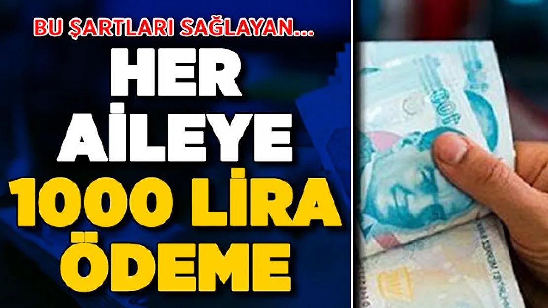 Bu Şartları Sağlayan Her Aileye 1000 Lira Ödeme Yapılıyor