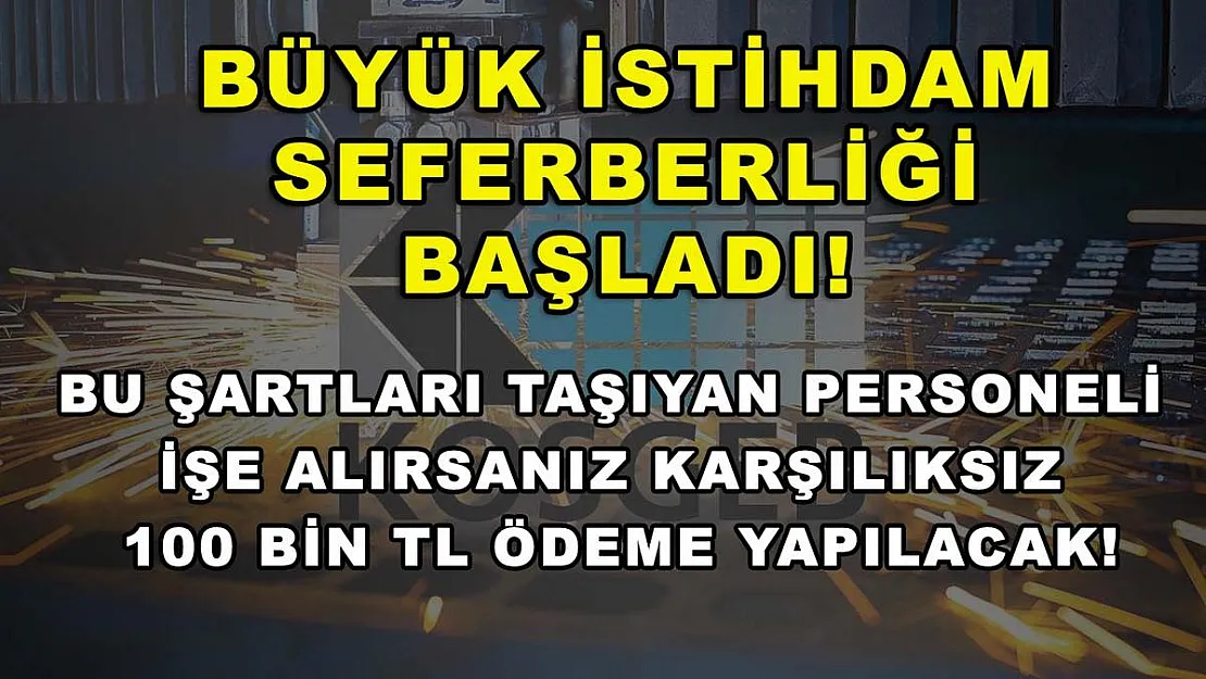 Büyük İstihdam Seferberliği Başladı! Bu Şartları Taşıyan Personeli İşe Alırsanız Karşılıksız 100 Bin TL Ödeme Yapılacak!
