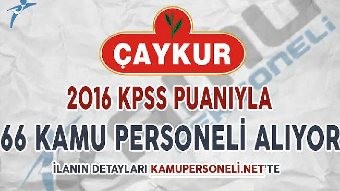 Çaykur 2016 KPSS Puanı İle 66 Kamu Personeli Alımı Yapıyor