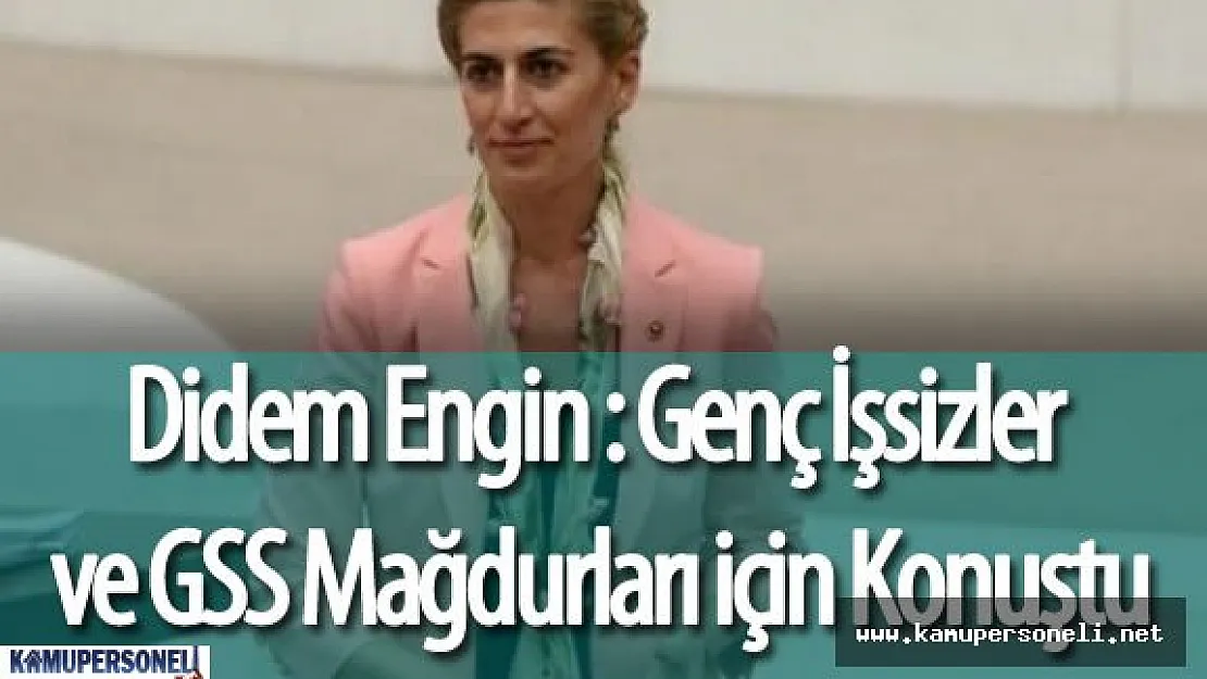 CHP Milletvekili Didem Engin Genç İşsizlik ve GSS Sistemindeki Sorunları Gündem Getirdi