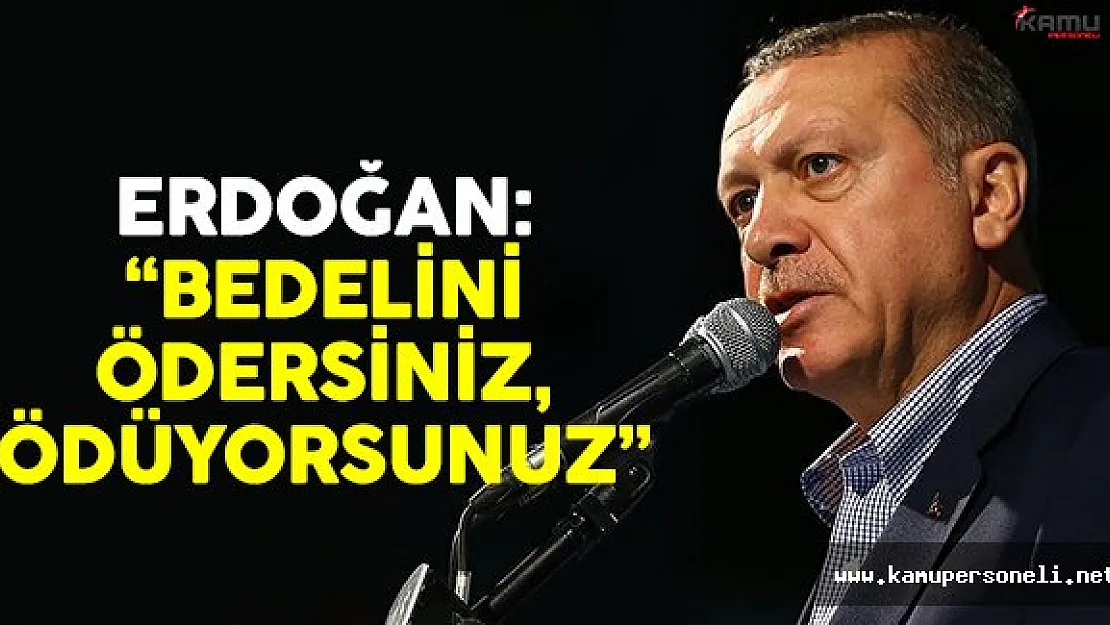 Cumhurbaşkanı Erdoğan: 'Bedelini ödersiniz ödüyorsunuz'