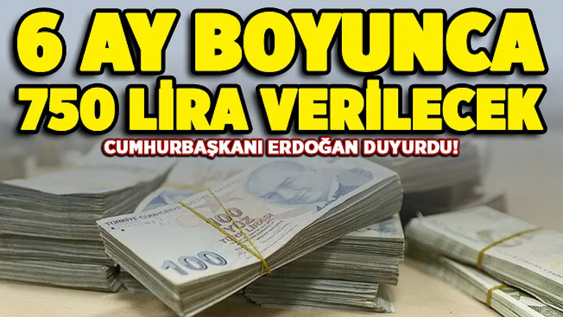 Cumhurbaşkanı Erdoğan müjdeyi duyurdu! 6 ay boyunca 750 lira verilecek