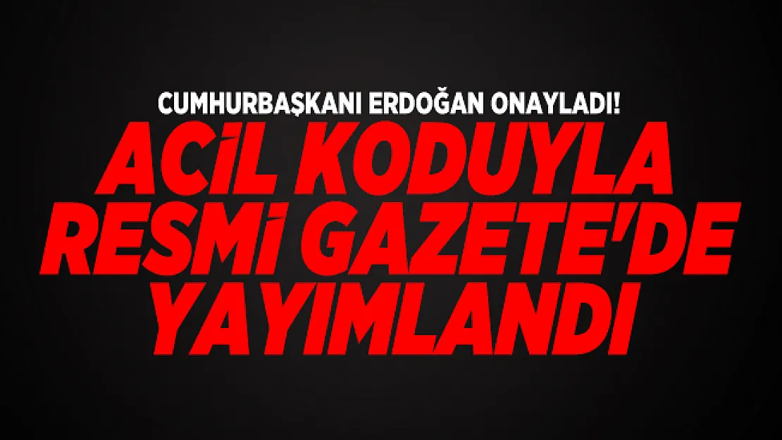 Cumhurbaşkanı Erdoğan onayladı! Acil koduyla Resmi Gazete'de yayımlandı