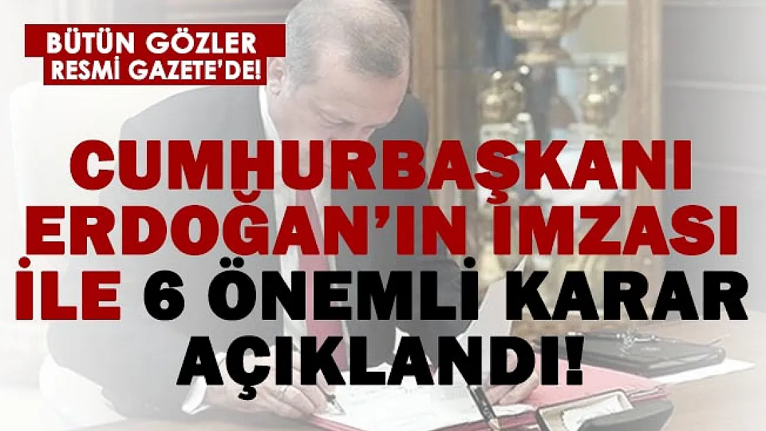 Cumhurbaşkanı Erdoğan'ın imzasıyla 6 önemli karar açıklandı!