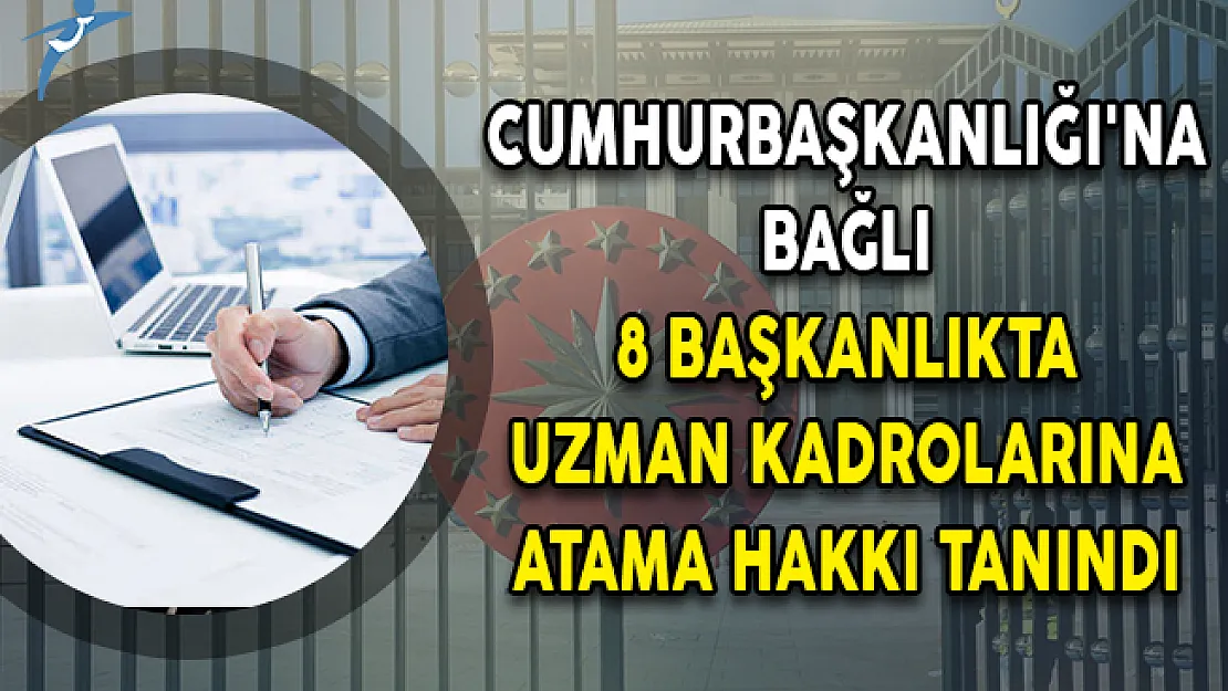 Cumhurbaşkanlığı'na Bağlı 8 Başkanlıkta Uzman Kadrolarına Atama Hakkı Tanındı