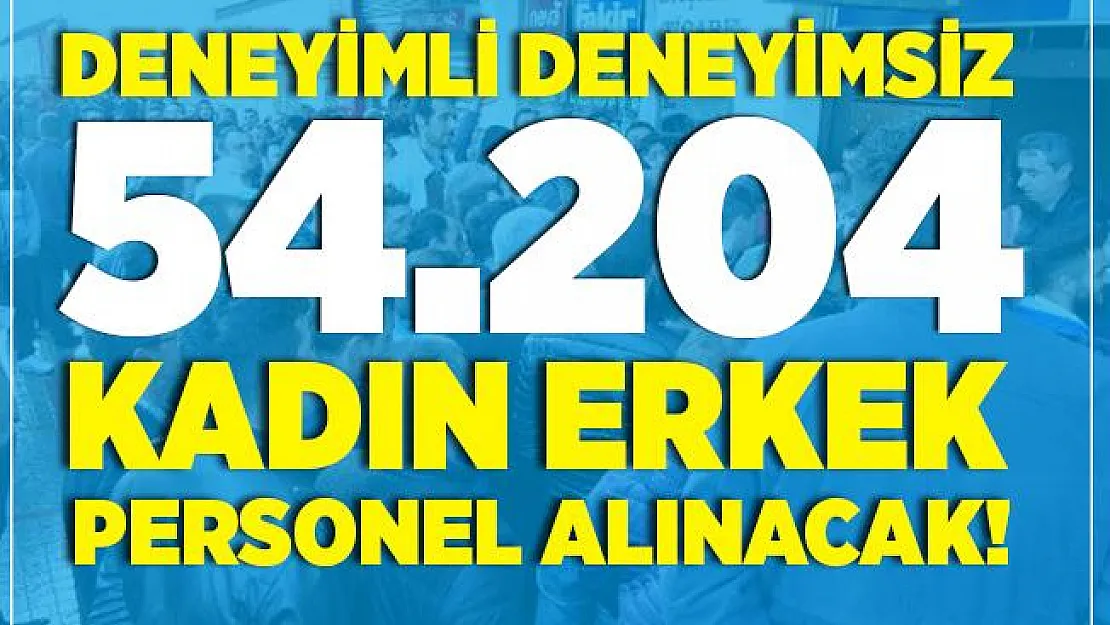 Deneyimli deneyimsiz kadın erkek 54 bin personel alımı yapılıyor! Başvurular başladı!