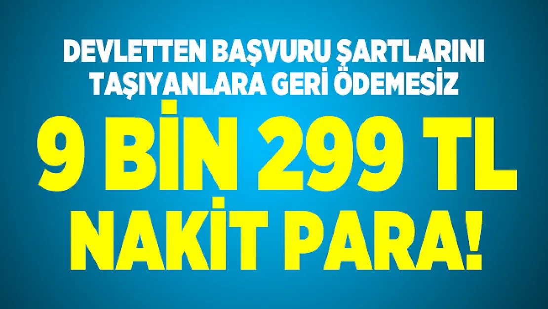 Devletten başvuru şartlarını taşıyanlara geri ödemesiz 9 bin 299 TL veriliyor!