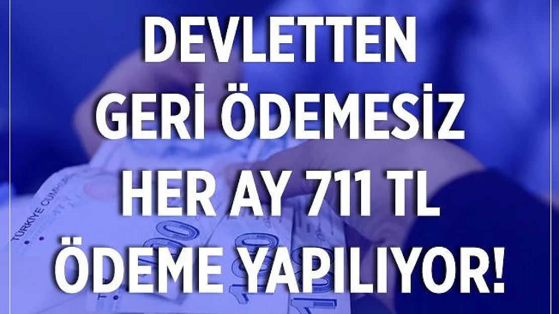 Devletten geri ödemesiz her ay 711 TL ödeme yapılıyor! Başvuru şartları ne?