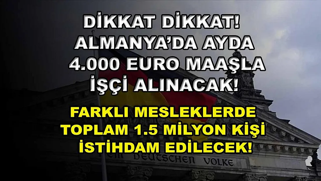 Dikkat Dikkat! Almanya'da Ayda 4.000 Euro Maaşla İşçi Alınacak! Farklı Mesleklerde Toplam 1.5 Milyon Kişi İstihdam Edilecek!