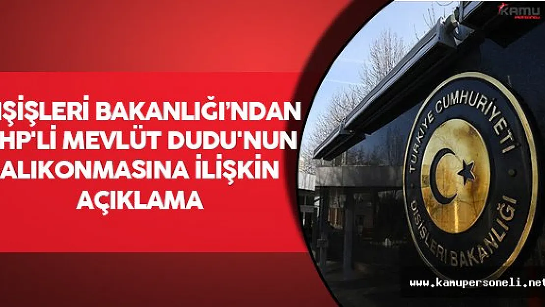 Dışişleri Bakanlığı'ndan CHP'li Mevlüt Dudu'nun Alıkonmasına İlişkin Açıklama