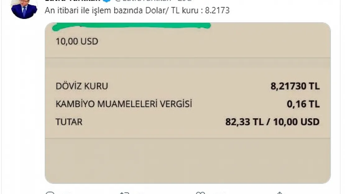 Dolar 8,20 TL oldu! An itibari ile Dolar kuru TL karşısında fırladı
