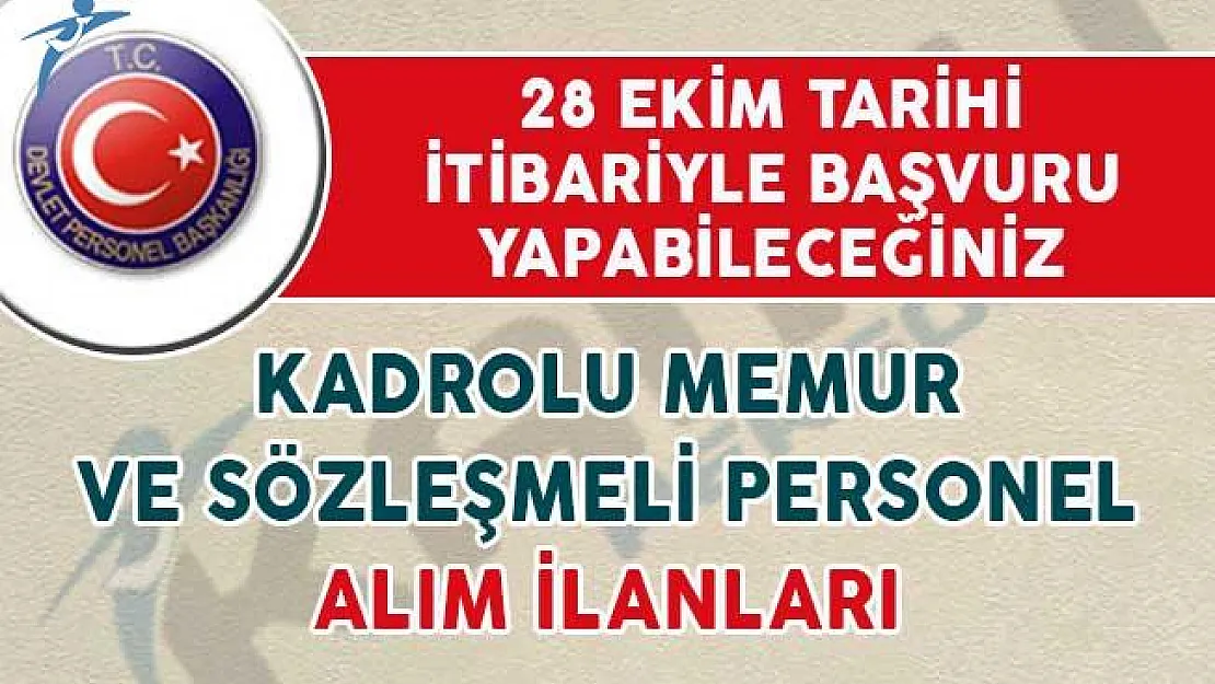 DPB'de Yer Alan Kadrolu Memur ve Sözleşmeli Personel Alım İlanları (28 Ekim 2018)