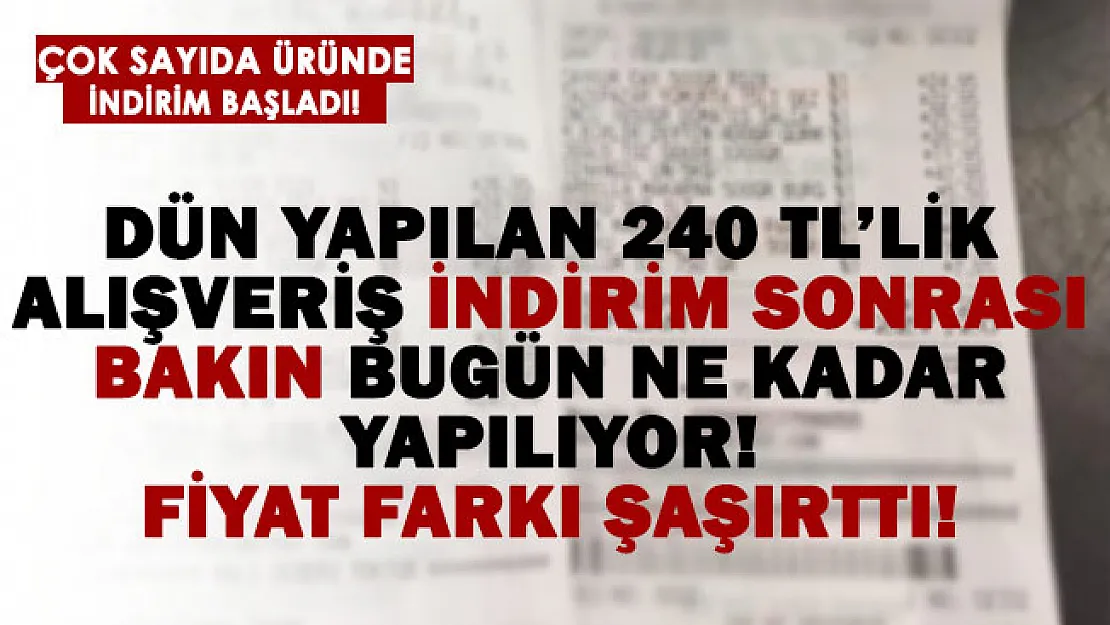 Dün yapılan 240 TL'lik alışveriş bakın KDV indirimiyle bugün ne kadara yapılıyor!