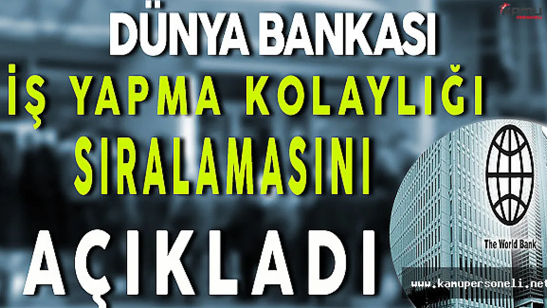 Dünya Bankası İş Yapma Kolaylığı Sıralamasını Açıkladı