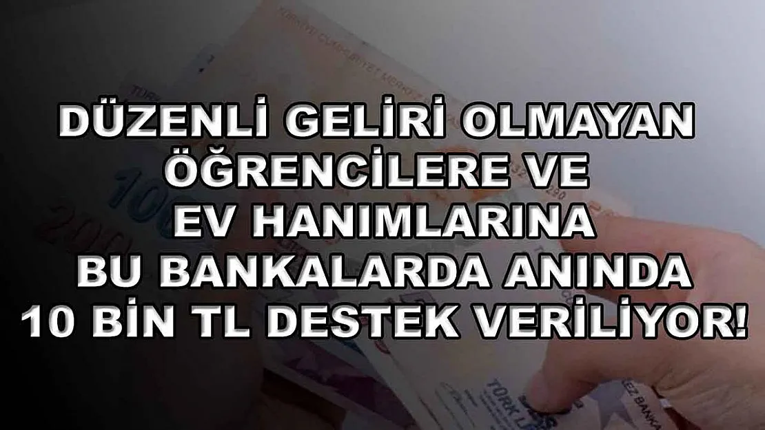 Düzenli geliri olmayan öğrencilere ve ev hanımlarına bu bankalarda anında 10 bin TL destek veriliyor!