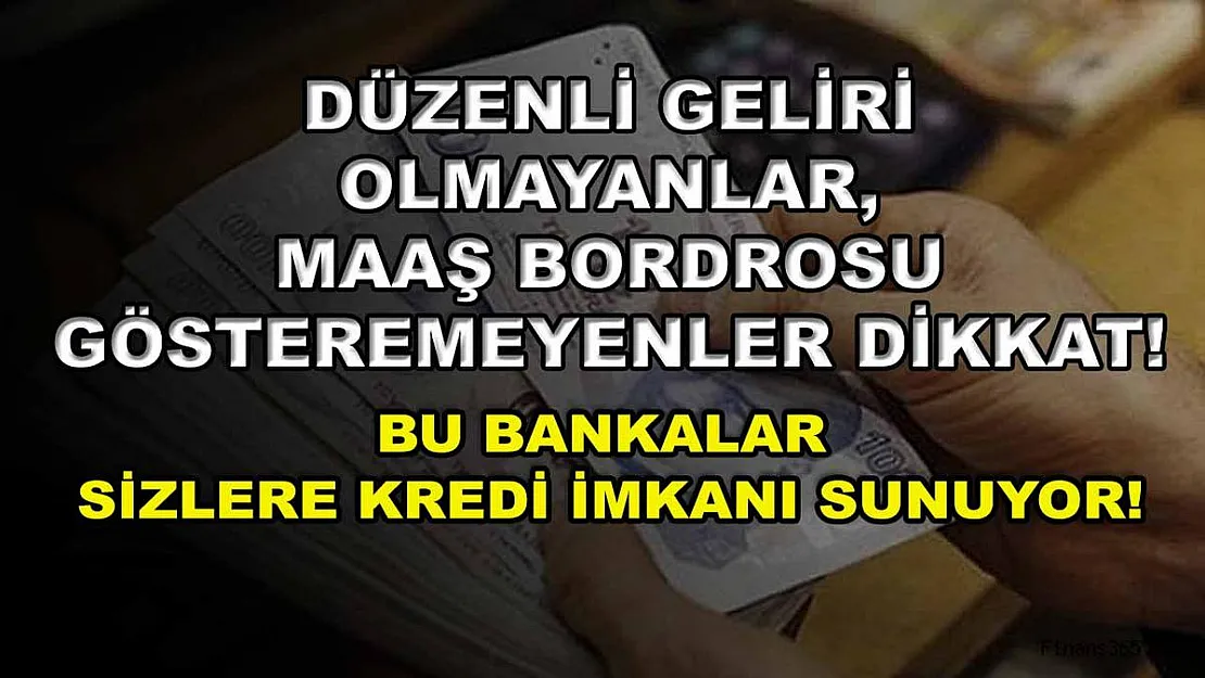 Düzenli geliri olmayanlar, maaş bordrosu gösteremeyenler dikkat! Bu bankalar sizlere kredi imkanı sunuyor!