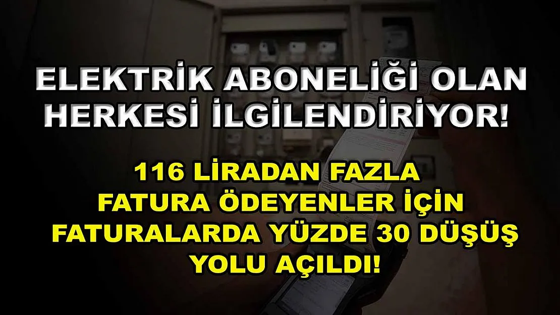 Elektrik aboneliği olan herkesi ilgilendiriyor! 116 liradan fazla fatura ödeyenler için faturalarda yüzde 30 düşüş yolu açıldı!