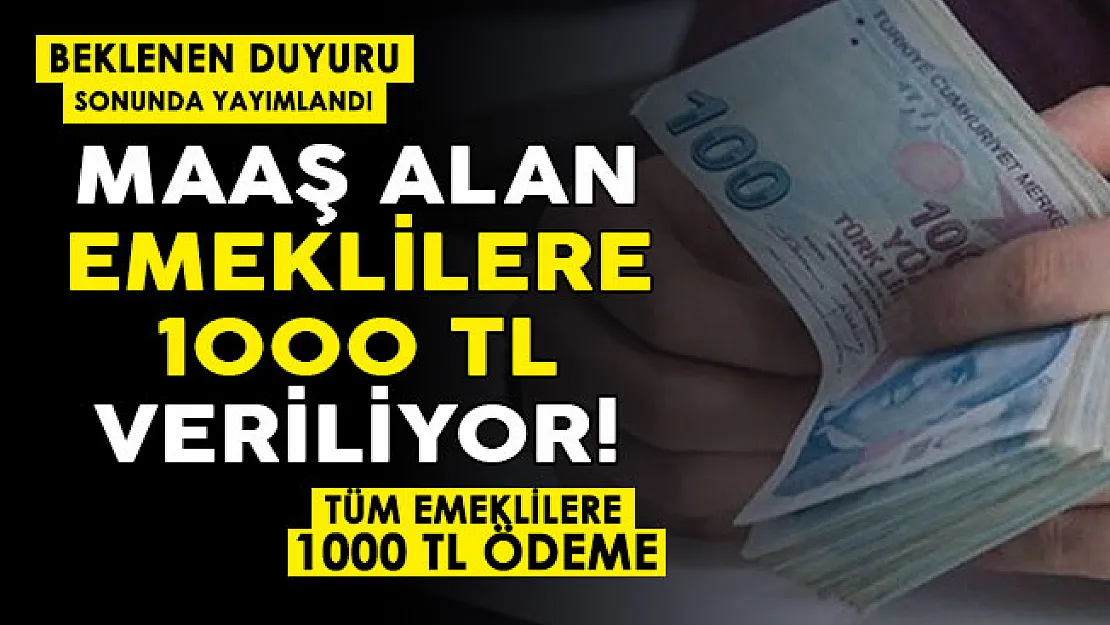 Emeklilere 1000 lira veriliyor! Emekli maaşı alan herkese 1000 lira ek ödeme yapılıyor