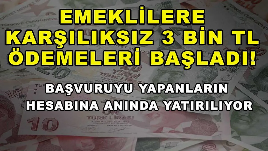Emeklilere karşılıksız 3 bin TL ödemeleri başladı! Başvuruyu yapanların hesabına anında yatırılıyor