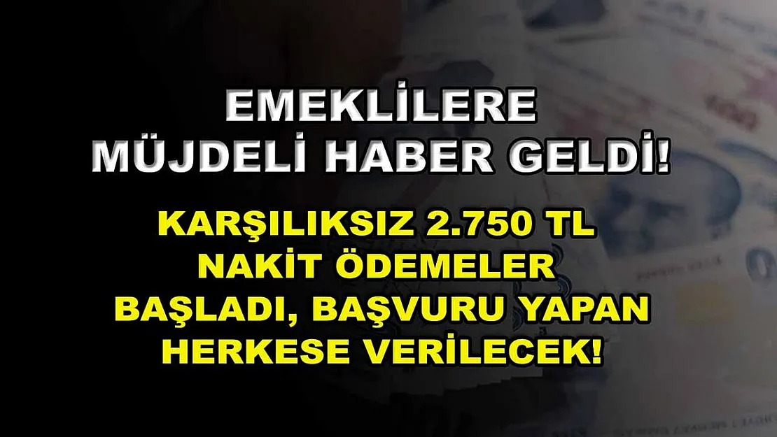 Emeklilere müjdeli haber geldi! Karşılıksız 2.750 TL nakit ödemeler başladı, başvuru yapan herkese verilecek!