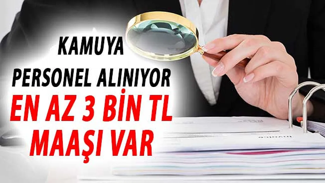 En Az 3 Bin TL Maaşla Kamuya Personel Alımı Yapılıyor !