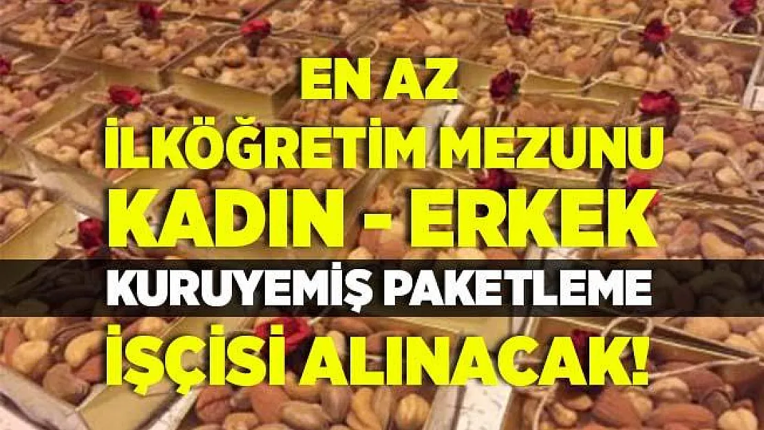 En az ilköğretim mezun kadın - erkek kuruyemiş paketleme işçisi alınacak! Başvurular İŞKUR üzerinden!