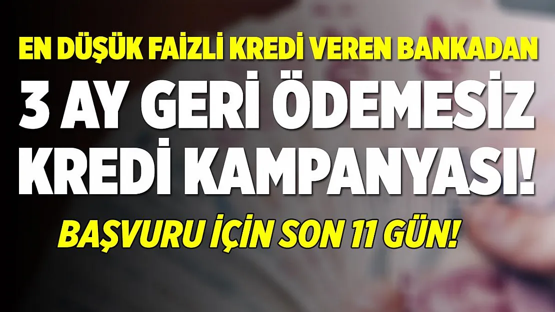 En düşük faizli kredi veren bankadan 3 ay geri ödemesiz kredi! Son başvuru tarihi 31 Aralık 2020!