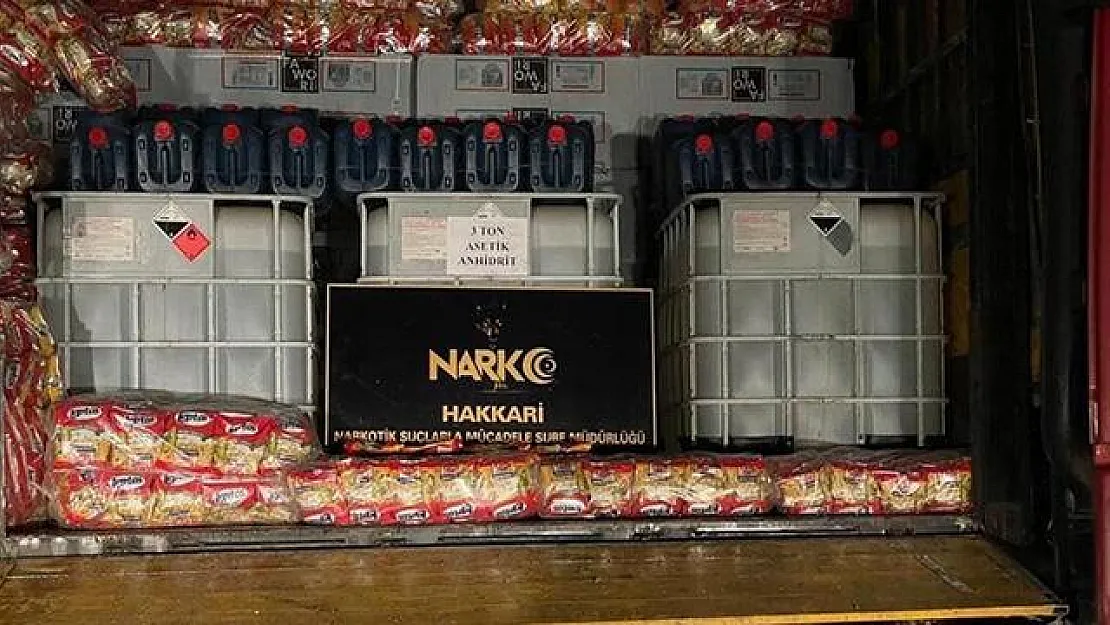 Eroin madde yapımında kullanılan 3 ton asit anhidrit ele geçirildi!
