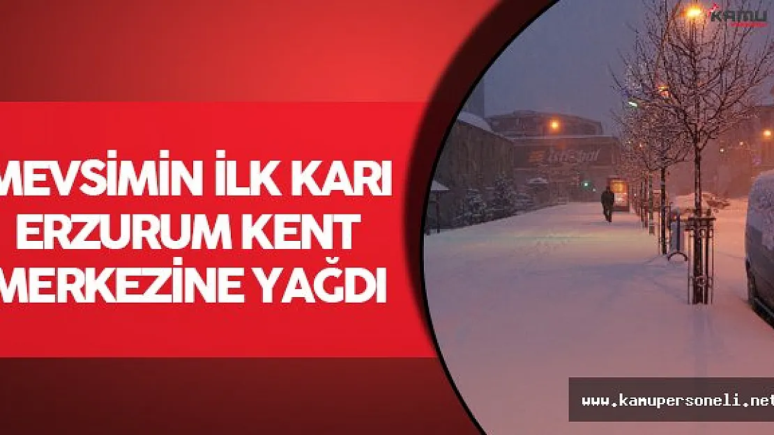 Erzurum Kent Merkezine Mevsimin İlk Karı Yağdı