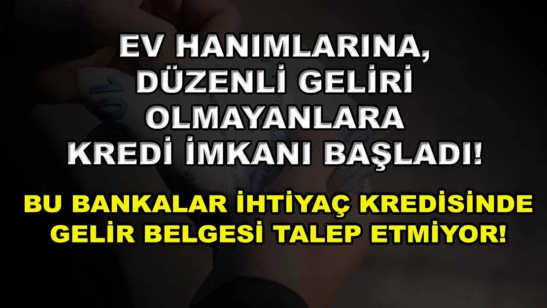 Ev hanımlarına, düzenli geliri olmayanlara kredi imkanı başladı! Bu bankalar ihtiyaç kredisinde gelir belgesi talep etmiyor!