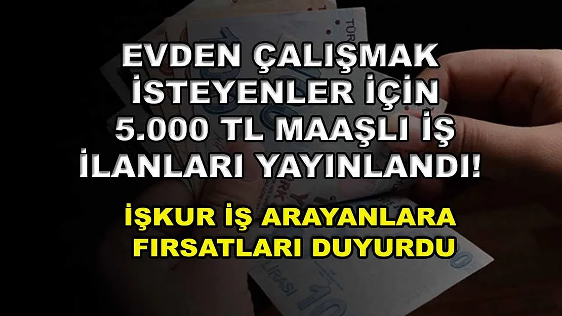 Evden çalışmak isteyenler için 5.000 TL maaşlı iş ilanları yayınlandı! İŞKUR iş arayanlara fırsatları duyurdu