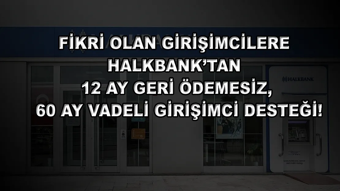 Fikri olan girişimcilere Halkbank'tan 12 ay geri ödemesiz, 60 ay vadeli girişimci desteği!