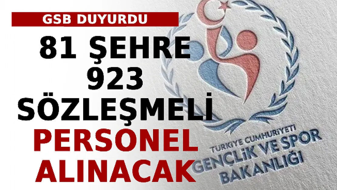 GSB Duyurdu: 81 Şehre 923 Sözleşmeli Personel Alınacak