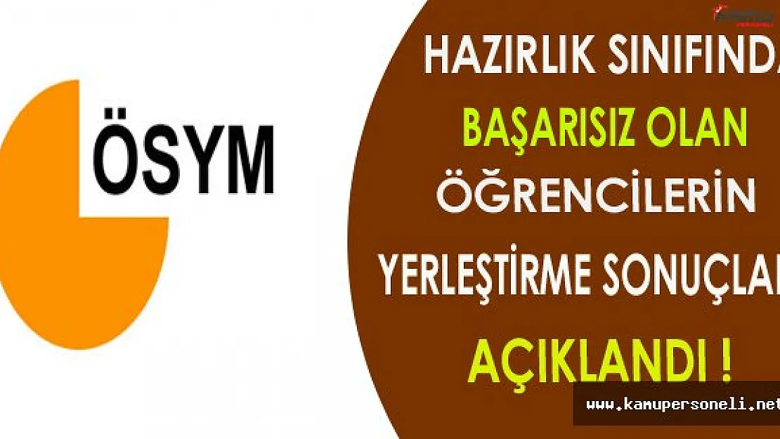 Hazırlık Sınıfında Başarısız Olan Öğrencilere İlişkin Yerleştirme Sonuçları Açıklandı