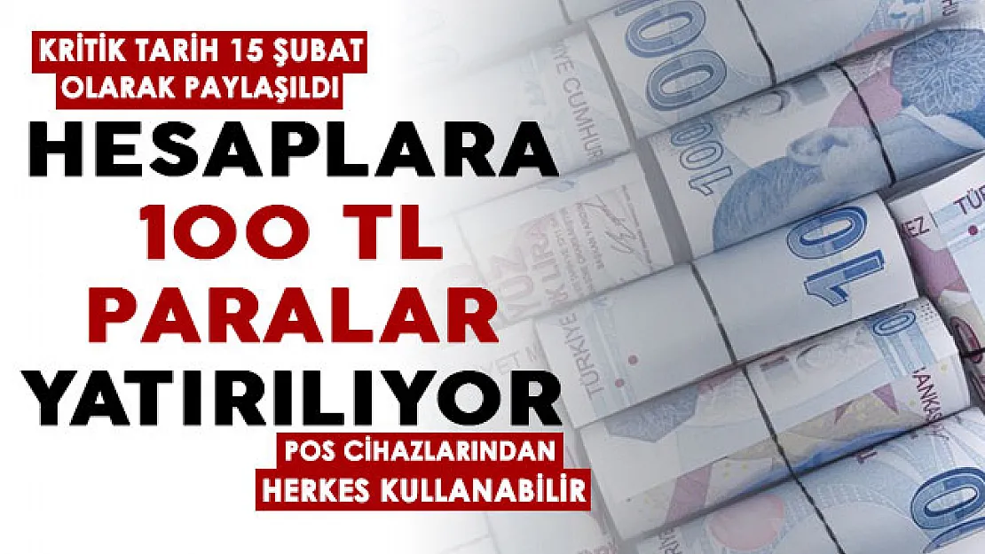 Hesaplara 100 (Yüz) TL para yatıyor! Kritik tarih 15 Şubat: Pos cihazlarından kullanabilirsiniz
