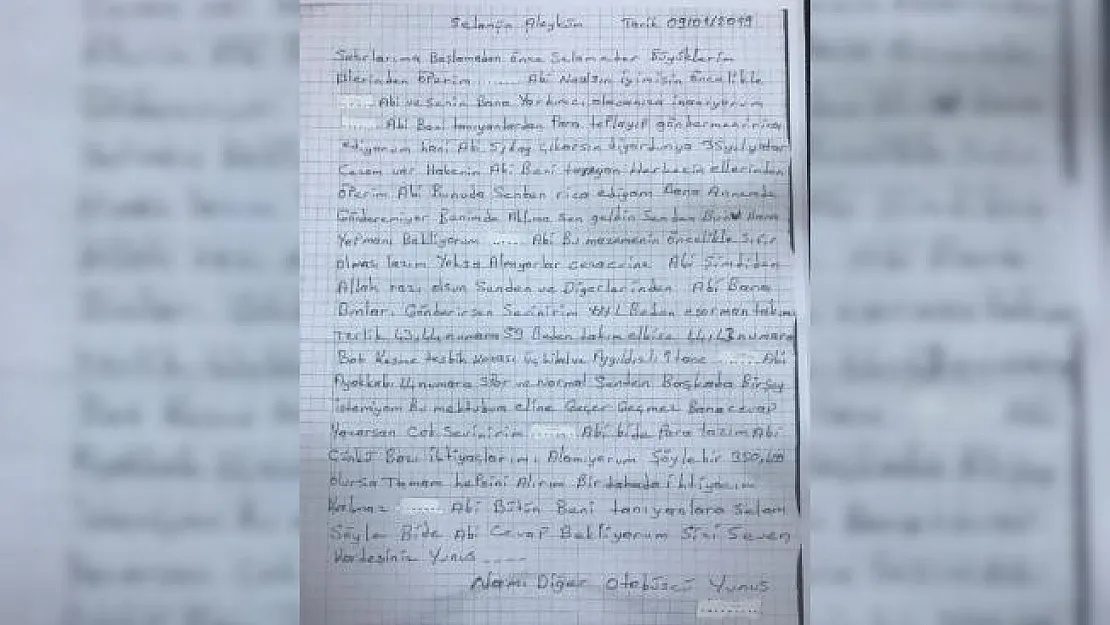 Hırsızlık hükümlüsü otobüsçü Yunustan polislere mektup