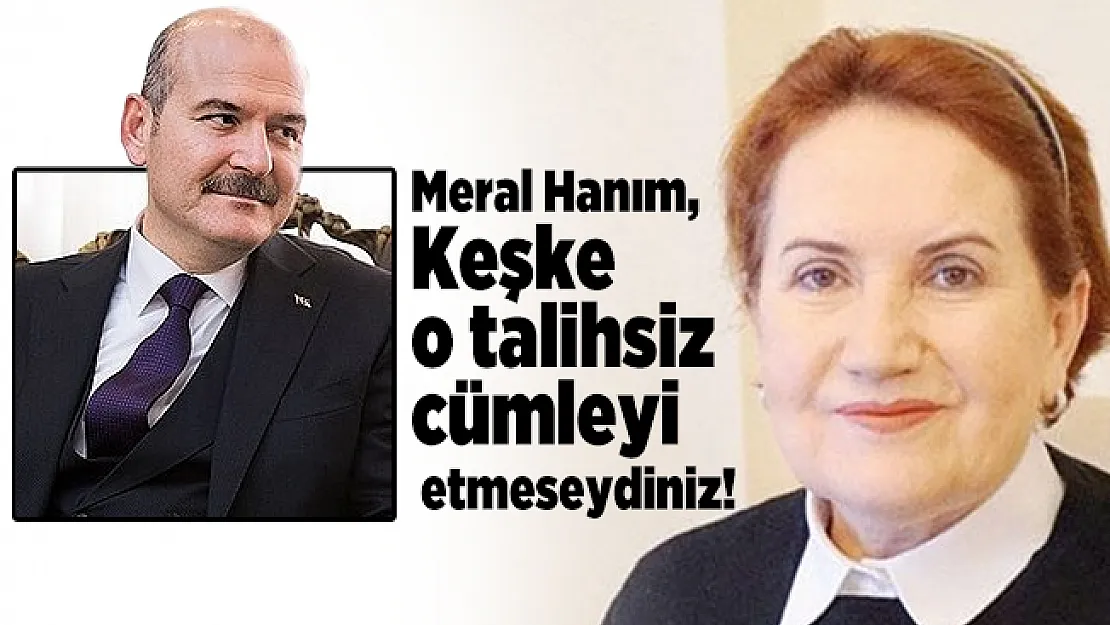 İçişleri Bakanı Soylu: Meral Hanım, Keşke o talihsiz cümleyi  etmeseydiniz!