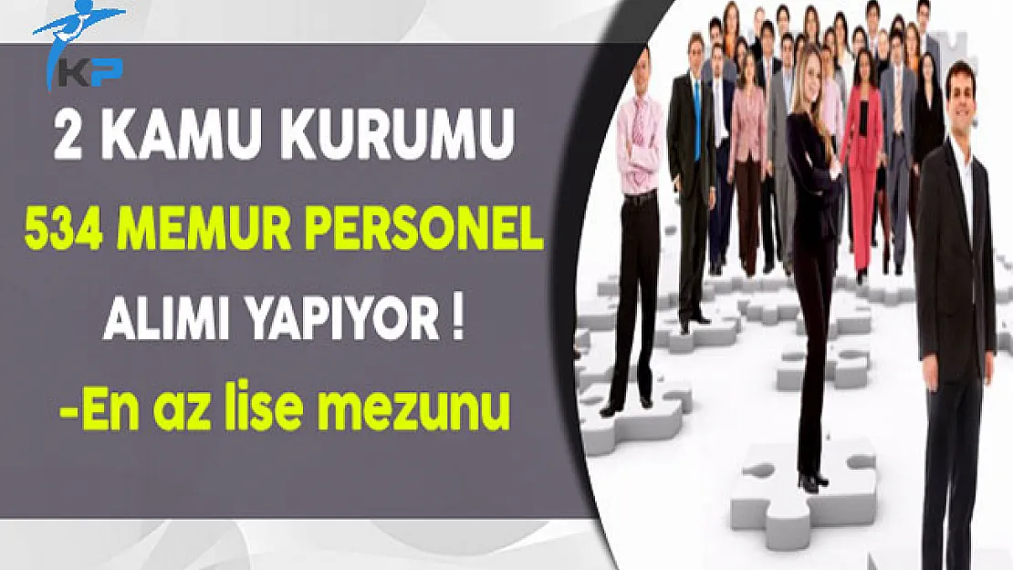 İki Kamu Kurumuna 534 Memur Personel Alınıyor