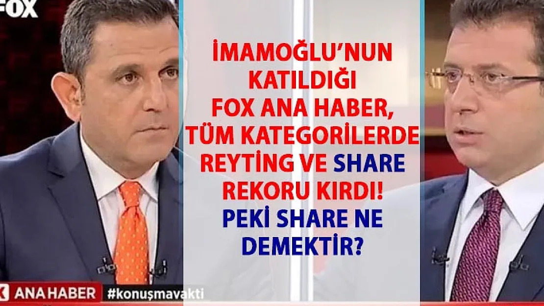 İmamoğlu'nun katıldığı FOX Ana Haber tüm kategorilerde reyting ve Share Rekoru kırdı! Share rekoru ne demektir?