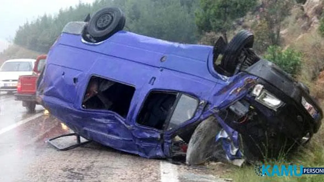İnşaat İşçilerini Taşıyan Servis Takla Attı! 1 Ölü, 5 Yaralı