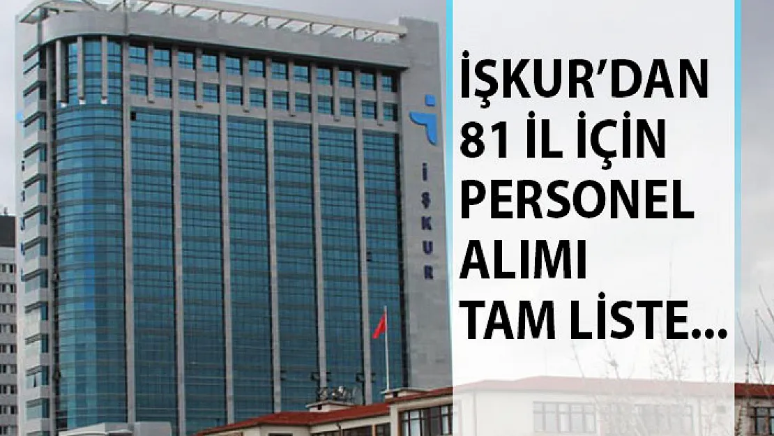 İŞKUR 81 İl Personel Alımı! İŞKUR İl İl Personel Alımı Tam Listesi