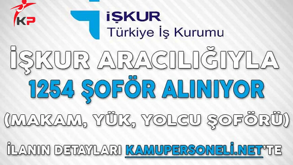 İşkur Aracılığıyla 1254 Şoför Alımı Yapılıyor (Makam, Yolcu, Yük Taşıma Şoförü)