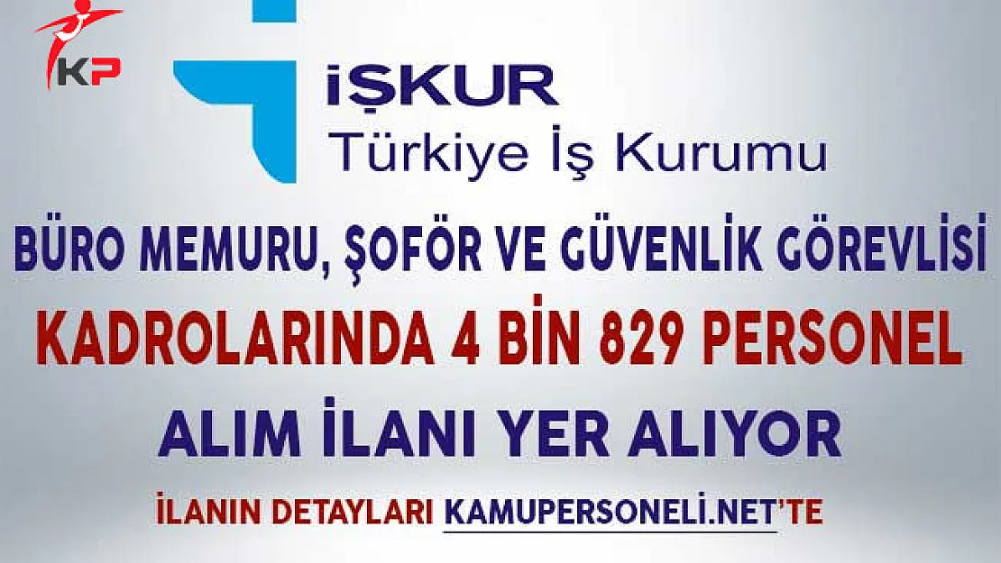 İşkur Aracılığıyla Büro Memuru, Şoför ve Güvenlik Görevlisi Kadrolarında 4 Bin 829 Personel İlanı Yer Alıyor