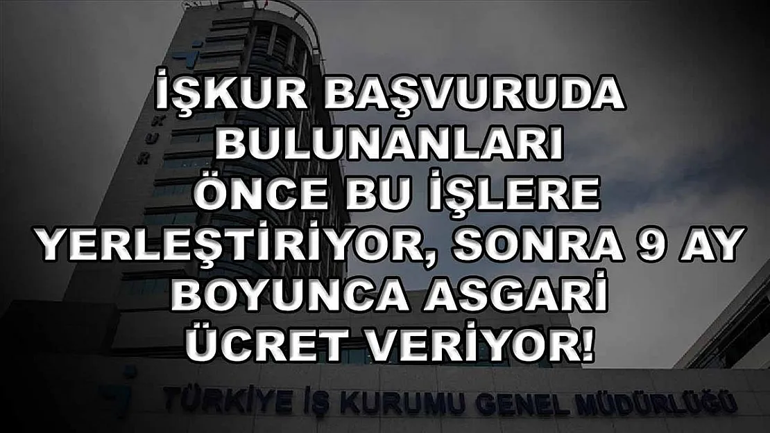 İŞKUR başvuruda bulunanları önce bu işlere yerleştiriyor, sonra 9 ay boyunca asgari ücret veriyor!