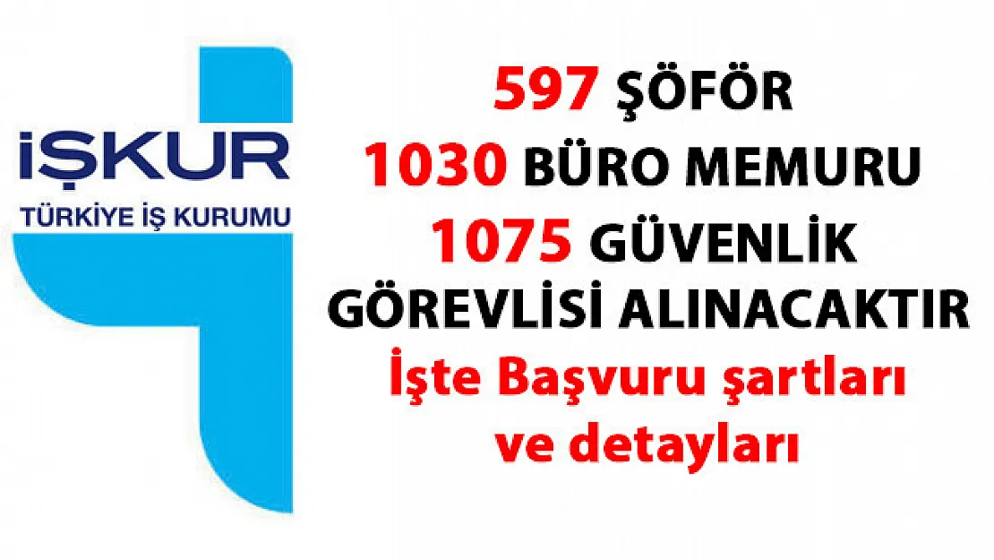 İŞKUR, çok sayıda şoför, güvenlik görevlisi ve büro memuru alımı yapacaktır! İşte iş ilanı hakkında ki detaylar