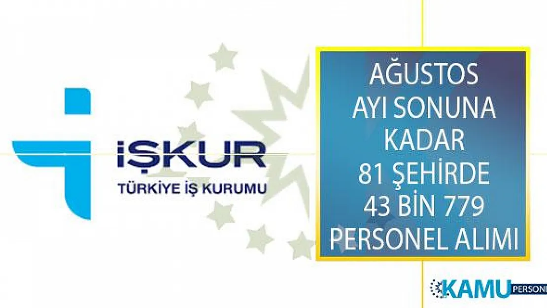 İŞKUR İle 2019 Ağustos Ayı Sonuna Kadar 81 Şehirde 43 Bin 779 Personel Alımı Yapılıyor! Açık İş İlanları Tam Listesi